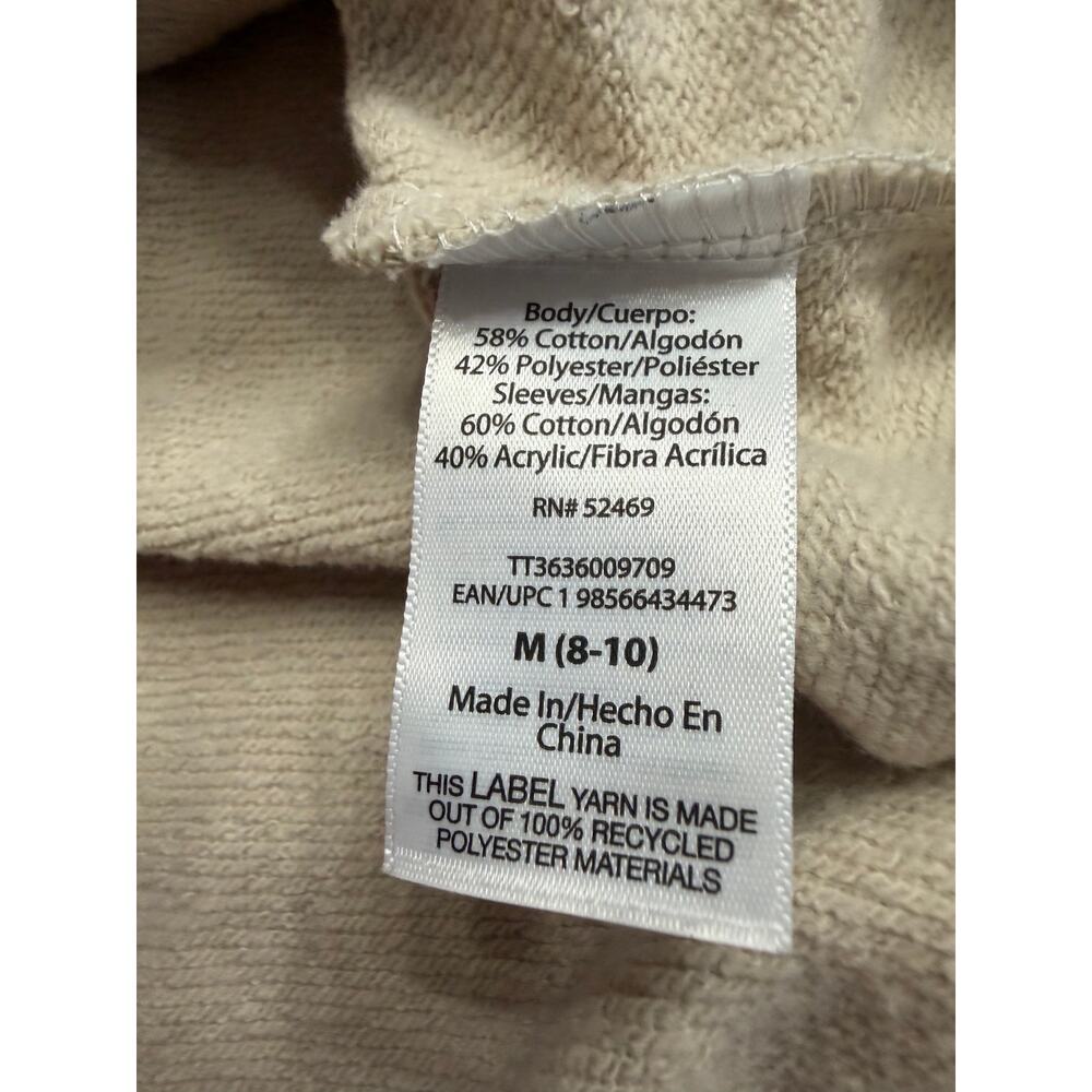 Time and Tru Womens Sz M Tan Crochet Knit Sleeve Hoodie Hooded Sweatshirt - Picture 6 of 8